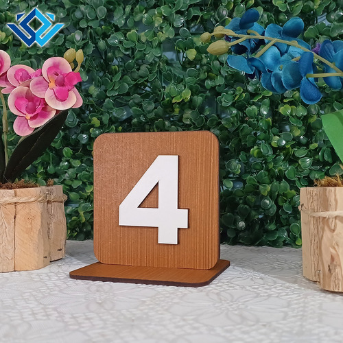 Placa Número Identificação Para Mesa Em Mdf Caramelo 01 A 15