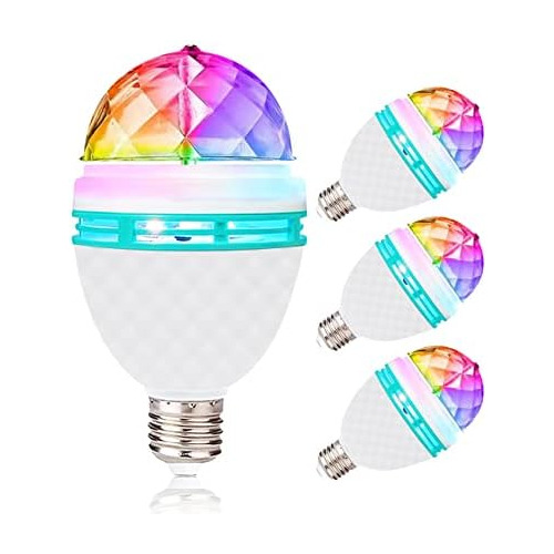 Disco Ball Light Bulb, 3w E27 Rgb Color Rotating Bulb L...