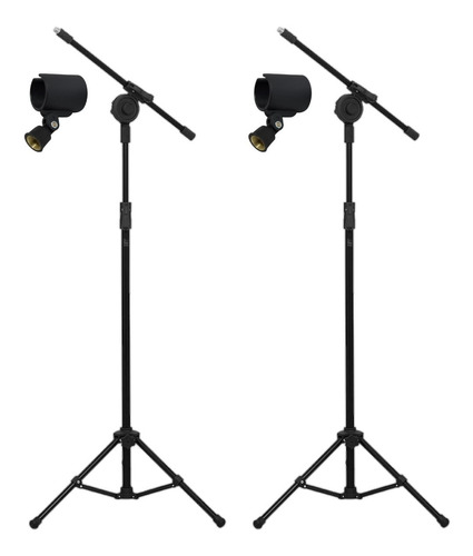 Kit 2 Pedestal P/ Microfone Suporte Girafa + 2 Cachimbos