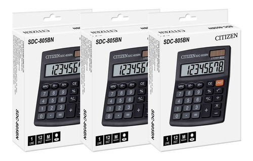 Imagen 2 de 9 de Paquete De 3 Calculadoras Citizen Escritorio Sdc-805bn