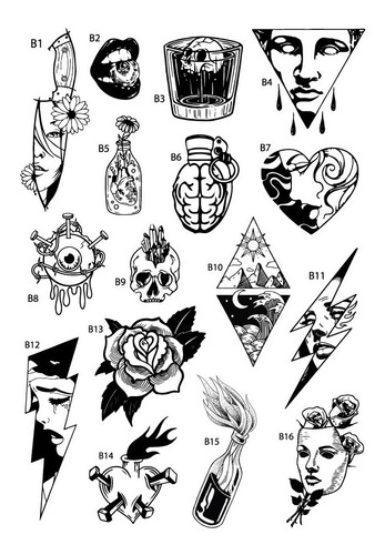 Imagen 1 de 2 de Tatuajes Temporales Tattoo Real Black Halloween Disfraz