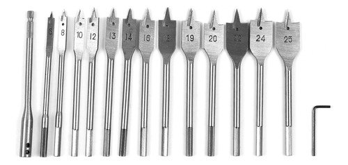 Set De Brocas Planas Para Madera 6mm-25mm Acero Herramienta