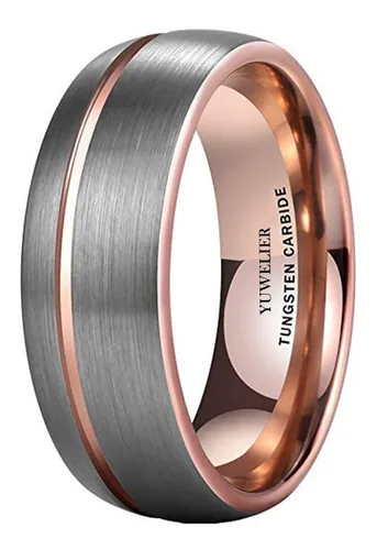 no pueden ver Infectar Precioso Anillo De Tungsteno Gris Mate & Oro Rosa 18k