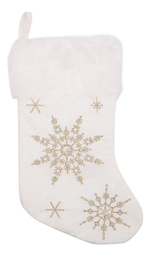 Adornos Navideños Cortos Blancos Con Copos De Nieve Bordados