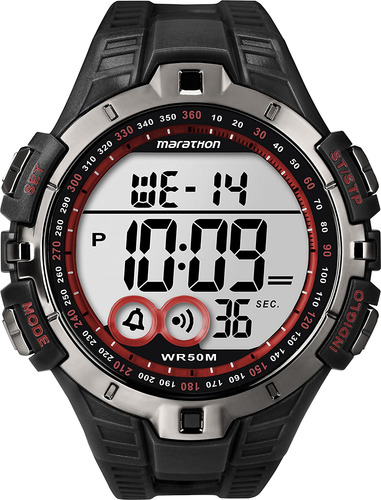 Reloj Digital Timex Marathon Para Hombre, Negro/plomizo/rojo
