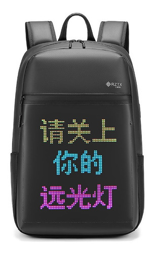 Mochila Proyección Moda Con Mochila Dinámica Led Inteligente Color Negro