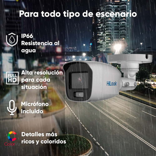 Hilook HL-1080-CV/A/512GB Kit De Video Vigilancia Turbohd Con Dvr 4 Canales Con H.265+ 4 Cámaras Bala Metálicas Disco Duro 512gb