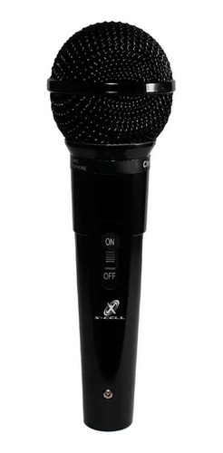 Microfone Dinâmico De Mão Com Fio 3m Preto Botão On Off