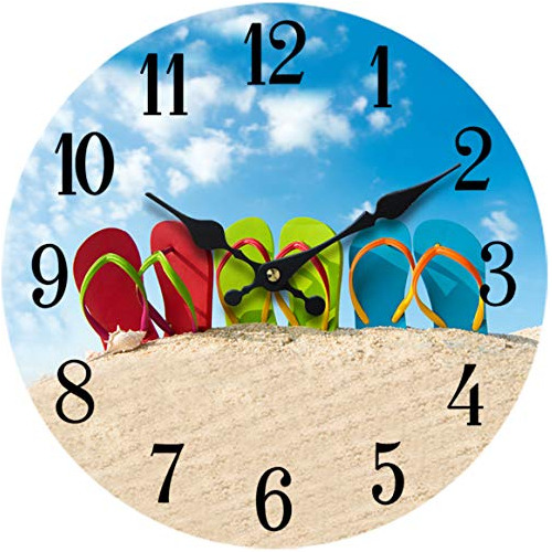 Reloj De Pared De Vidrio Flip-flop, Nuevo, 13x13 Pulgad...