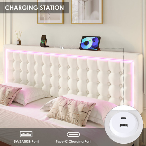 Base De Cama Matrimonial C/puerto Usb & 2 Cajones Gamapache