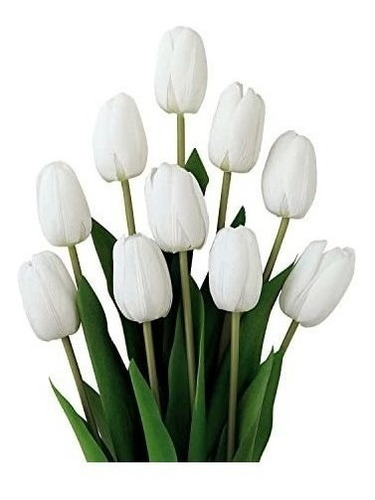 Tulipanes Artificiales Blancos Realistas  X10u