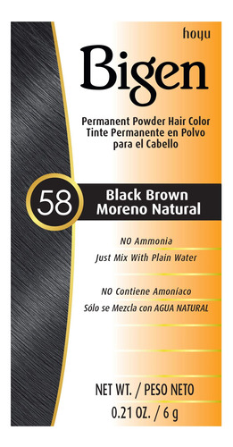 #58 Black Brown Bigen - Polvo Permanente - Paquete De 12
