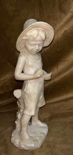 Escultura Mármol Estatua Figura D Niña 34cm. Tallado Antiguó (Usado)