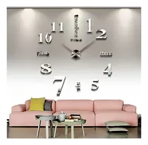 Comprar Reloj Plata Grande 3d Reloj De Pared Sin Marco Pegatinas  3d