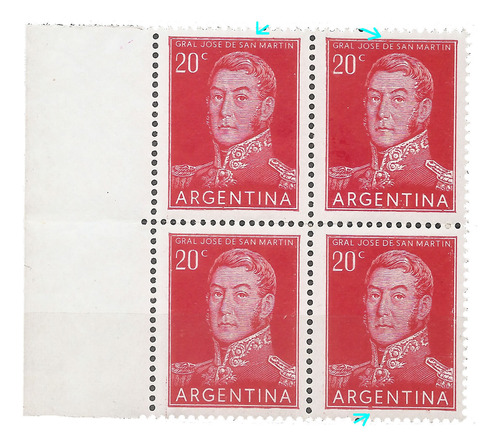 Argentina Gj 1034 San Martín Mt 546 Variedad En Cuadro Mint