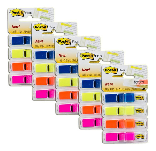 Post-it Lembrete Flags 3m 4 Cores 140fls Kit 5