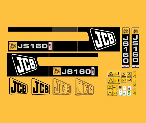 Adesivos Escavadeira Compatível Com Jcb Js 160 Lc + Etiqueta Cor ADESIVO EMBLEMA GRÁFICO JS 160LC
