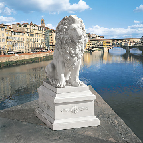 Design Toscano Ky Estatua De León De Florencia Color Piedra Antigua