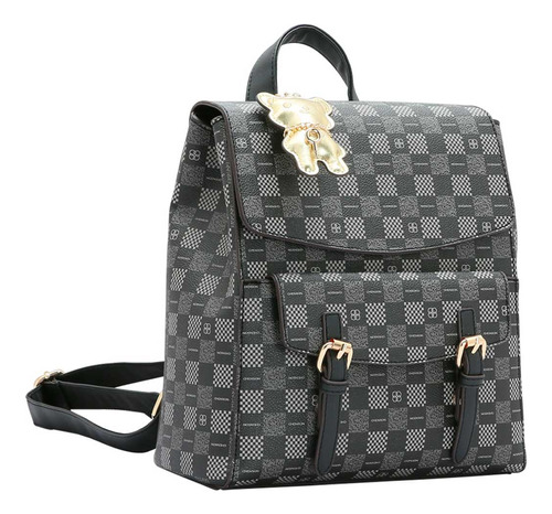 Bolsa Mochila Feminina Chenson 8484515 Monograma Ursinho Cor Preto