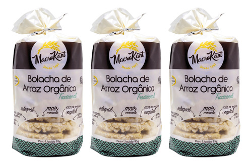 Kit 3 Bolacha De Arroz Orgânico Tradicional Macrokant 95 G