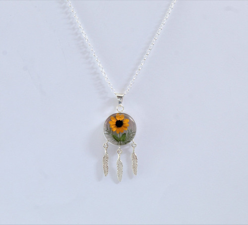 Collar Plata Ley 925 Atrapasueños Girasol Sol Amor C618