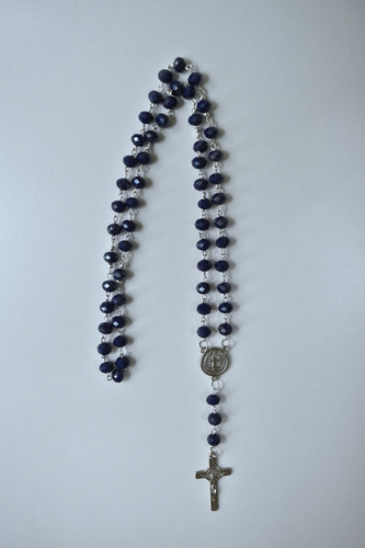 Rosario Cristal De Roca Azul Oscuro San Benito