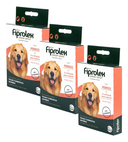 Pipeta Anti Pulga Ceva Fiprolex Perro 20 A 40 Kg Dorso Pet