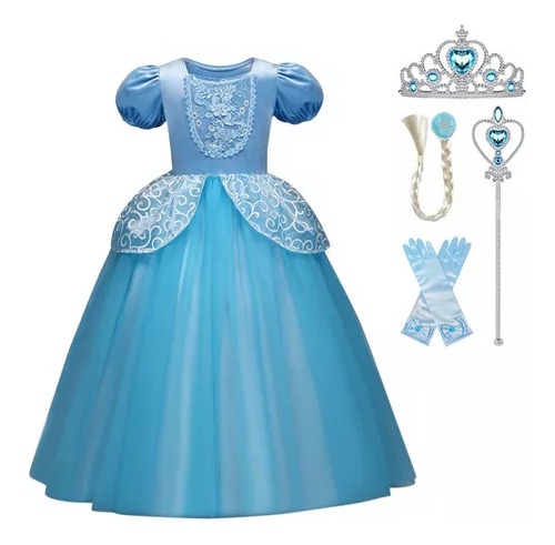 Vestido De Princesa Cenicienta Y Accesorios De 4 Piezas