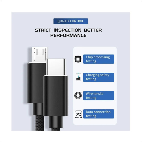 Cabo Trensado Reforçado Usb C A Micro Usb 1 Metro 100w Color
