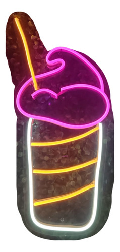 Letrero Malteada Led Neón Frappé Cafetería Crepas Decoración