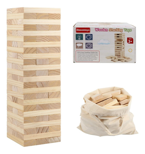 Steventoys Juego De Madera Gigante De 72 Piezas Con Bolsa De