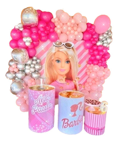 Arco En U Barbie Girl Plateado Fucsia Rosado Niña