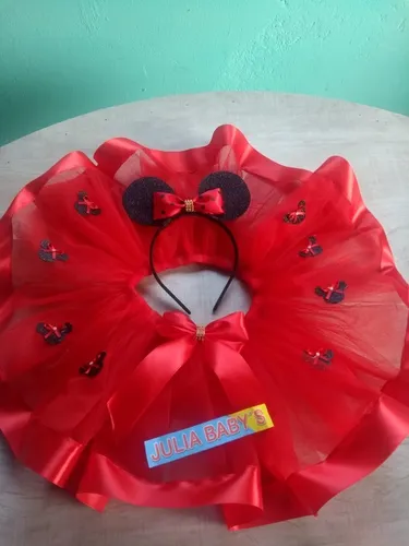 Saia De Tutu Infantil Minnie Vermelha Ou Rosa