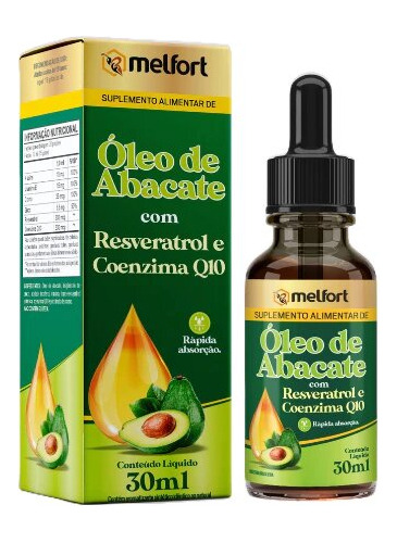 Óleo De Abacate Com Resveratrol E Coenzima Q10 30ml