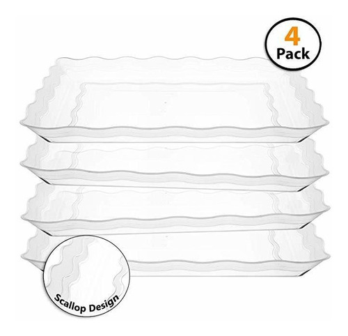 4 Paquetes Rectangulares Claras Bandejas De Plástico, El Pes