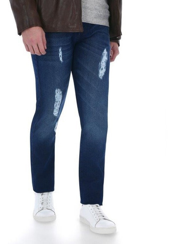 Pantalon Jeans Hombre De Mezclilla Slim Fit Roto Destruccion