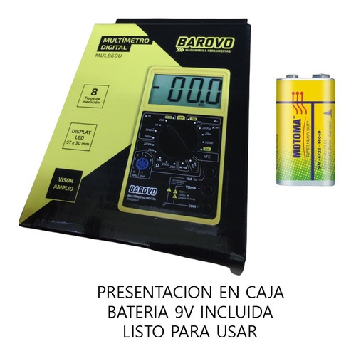 Imagen 6 de 10 de Tester Multimetro Voltimetro Digital Amperimetro + Bateria