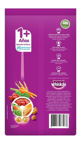 Imagen 2 de 9 de Alimento Whiskas Castrados 1+ para gato adulto sabor mix de carnes en bolsa de 10kg