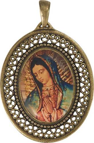 Dije Medallón Filigrana De Virgen De Guadalupe Con Cadena