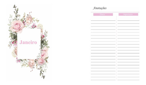 Imagem 6 de 8 de Miolo De Agenda 2022 Floral 04 Rosa 2022