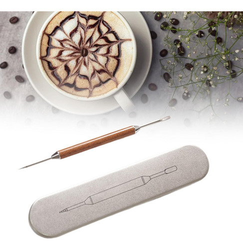 Pluma Para Tallar Café Latte Art Pen Con Caja De Hierro