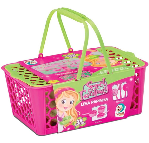  Kit 28 Pçs Cestinha Utensílios Panelinhas Meninas Brinquedo