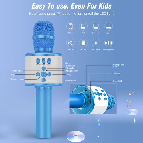 Micrófono De Karaoke Bonaok Q78 Bluetooth Inalámbrico Para N