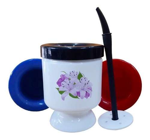 Mate Plastico Orquidea Flores Violeta