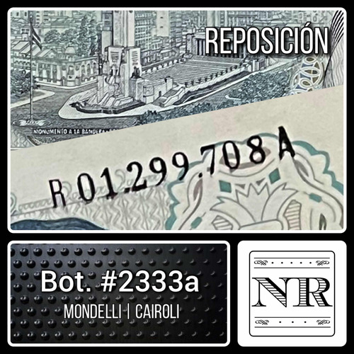 Reposición - Argentina - 5 $ Ley - Año 1974/76 - Bot. #2333a