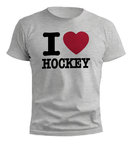 Remera I Love Hockey Exclusivo Gris Melange