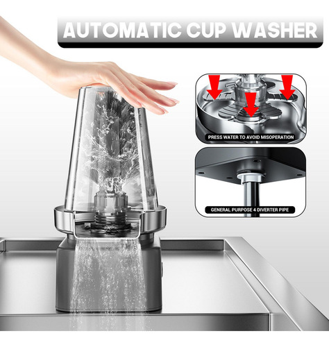 Enjuagadora Automática De Vasos De Vidrio Con Cepillo Negro