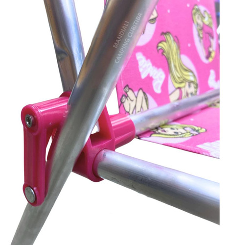 Cadeira De Praia Infantil Barbie Rosa Dobravel Aluminio Bel