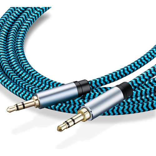 Cable Aux De Audio Estereo 3,5 Mm | M/m | Azul Trenzado