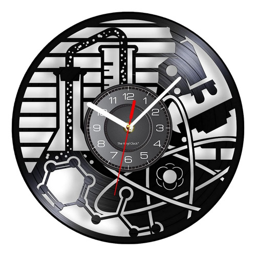 Reloj Disco De Vinilo Lp - Ciencia, Químico, Qfb, Micro, M 2 Negro